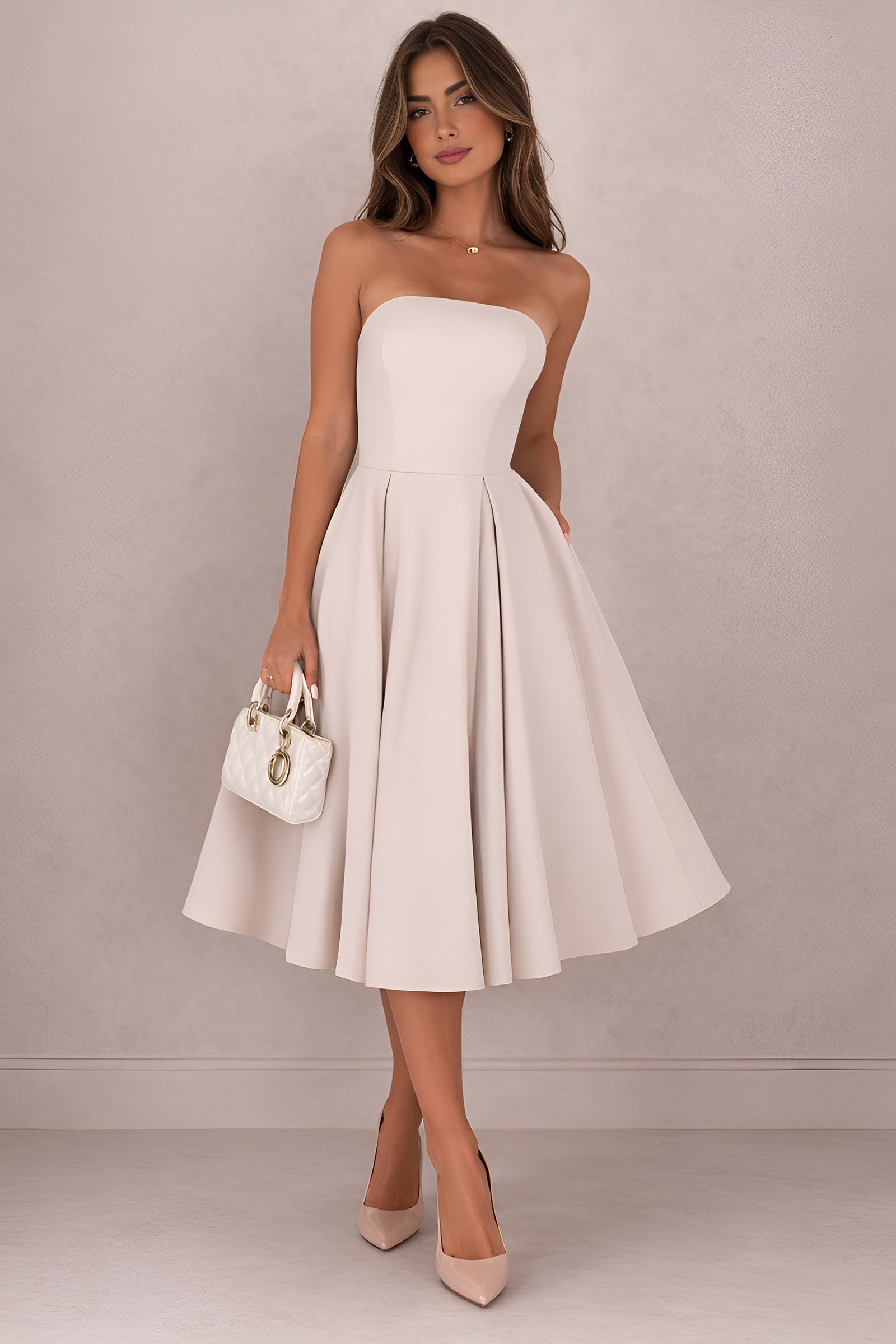 Elva/Signature Strapless Midi Dress