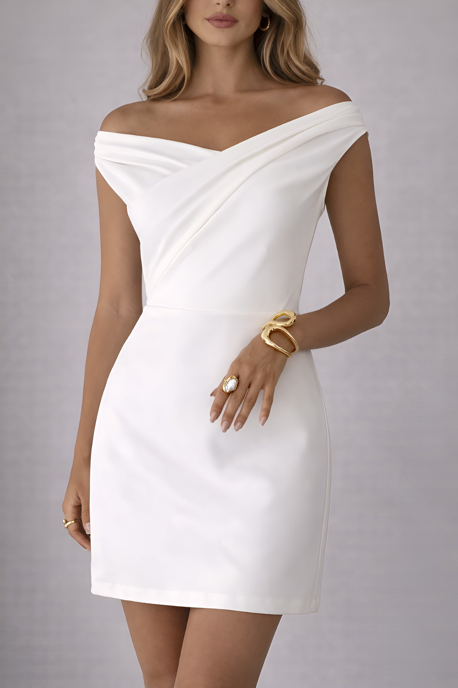 ELVA | Ivory Draped Mini Dress
