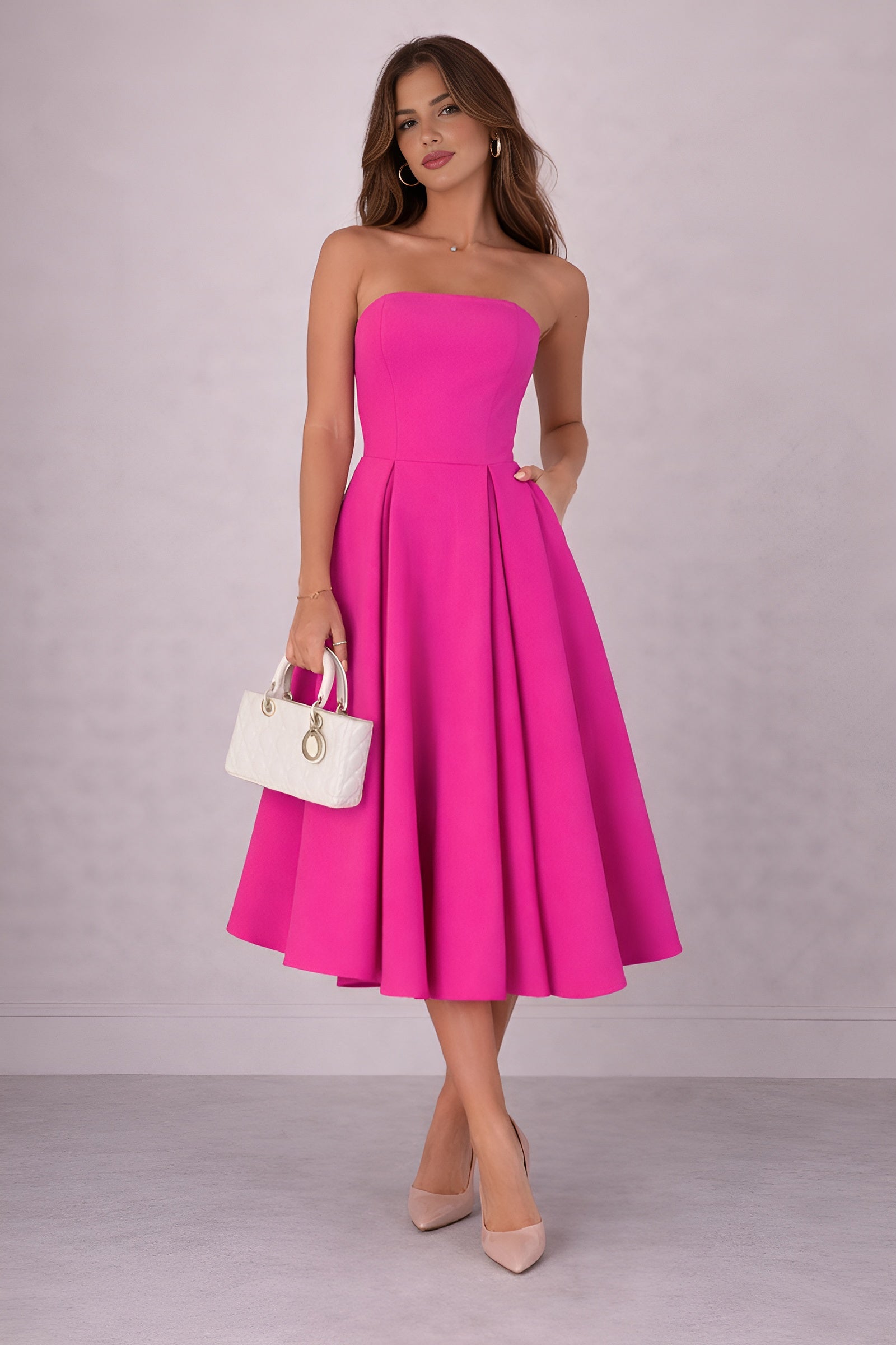 Elva/Signature Strapless Midi Dress