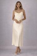 ELVA | Satin Drape Midi Dress
