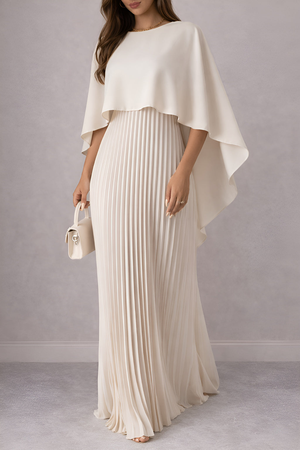 Elva|Cape Pleated Maxi Dress