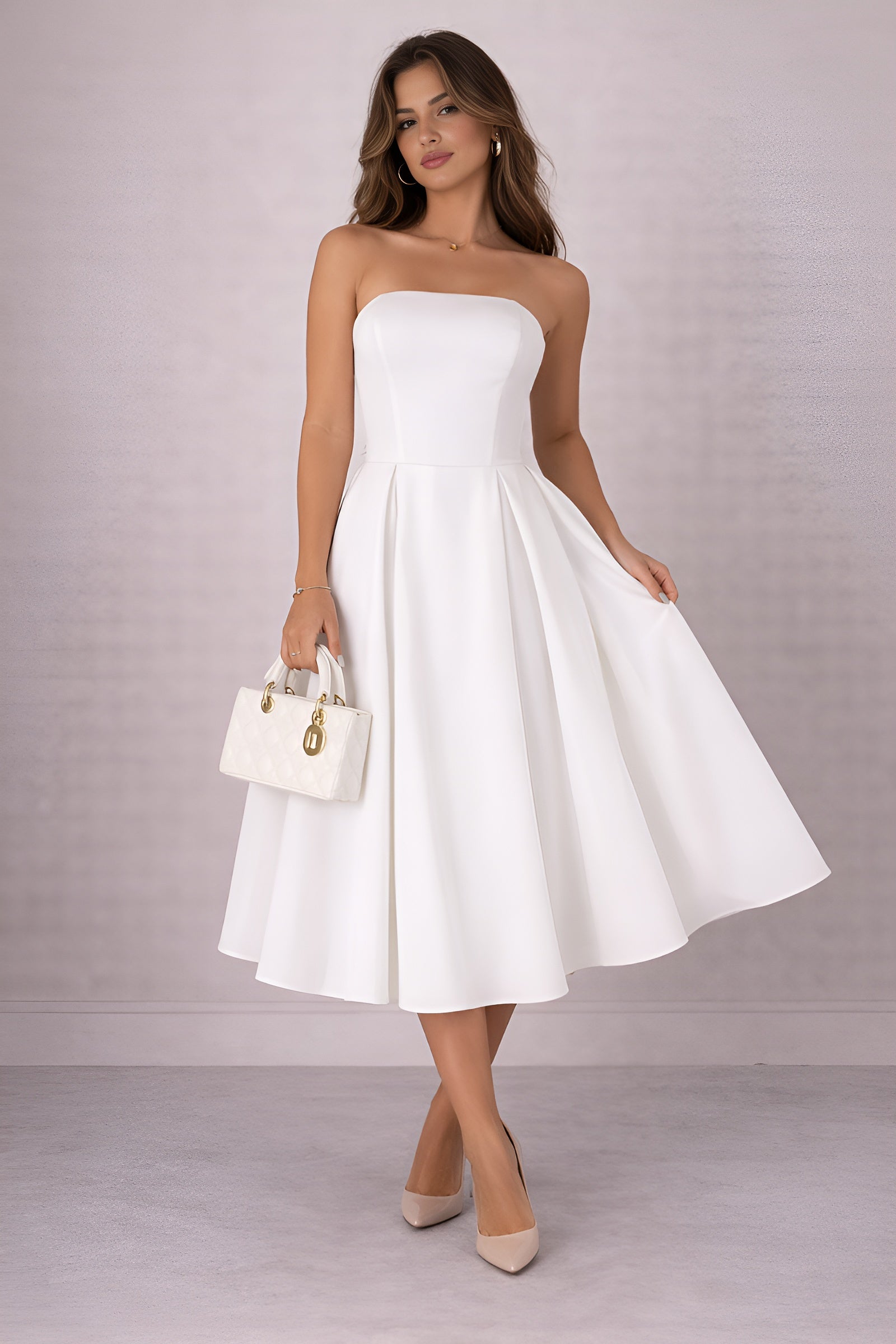 Elva/Signature Strapless Midi Dress