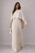 Elva|Cape Pleated Maxi Dress