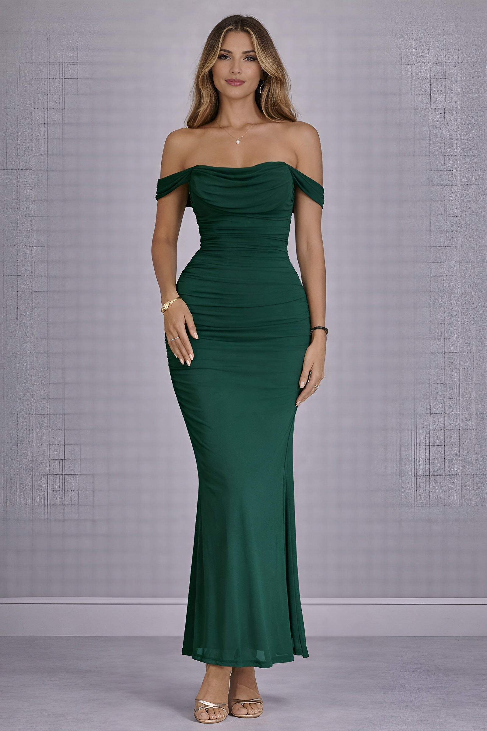 ELVA | Bordeaux Sculpted Maxi Dress