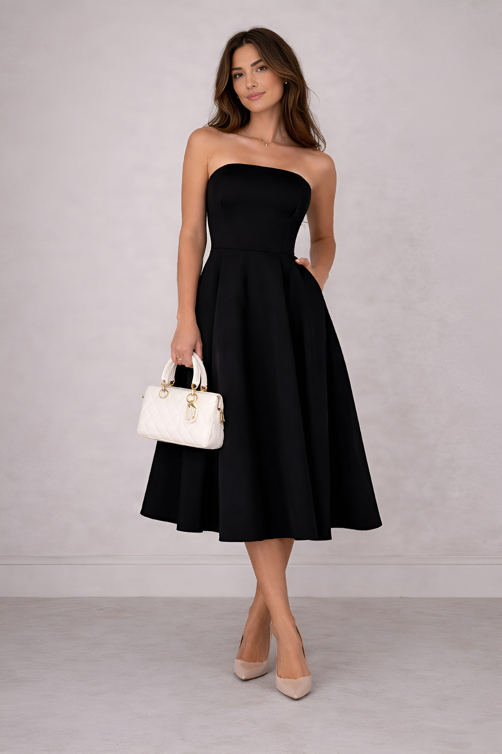 Elva/Signature Strapless Midi Dress